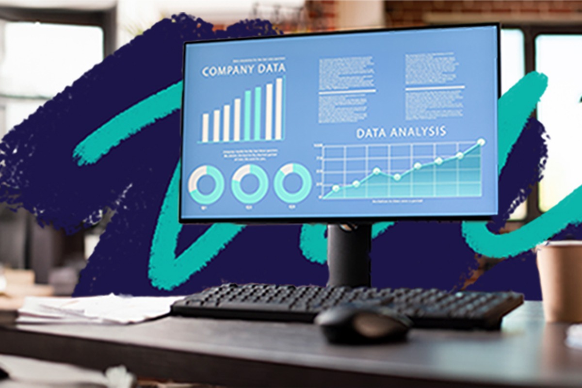 Desktop monitor displaying company data.
